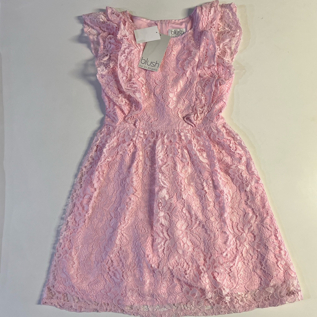 *Little Angels By Us Angels Double Ruffle Lace Dress Girls' 2t Pink Back Zip